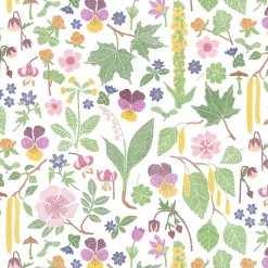 Gardintyger Mönstrade|Arvidssons Textil<Arvidssons textil Kungsljus multi – blommigt tyg med nordisk flora