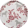 Brickor|Jul I Köket<Arvidssons textil Kurbits beige-röd rund bricka med dalahästar