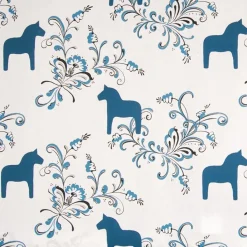 Gardintyger Mönstrade|Arvidssons Textil<Arvidssons textil Kurbits blå tyg med dalahästar
