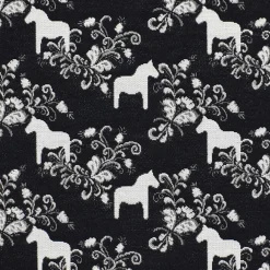 Mönstrade Möbeltyger<Arvidssons textil Kurbits mini svart-grå jacquardtyg med dalahästar