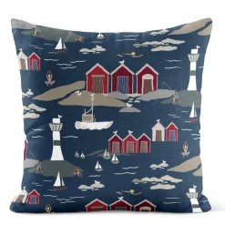 Mönstrade Kuddfodral<Arvidssons textil Kust blå kuddfodral