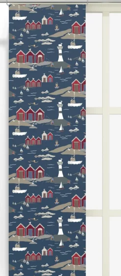 Panelgardiner<Arvidssons textil Kust blå panelgardiner