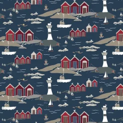 Gardintyger Mönstrade|Arvidssons Textil<Arvidssons textil Kust blå tyg