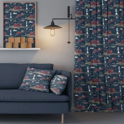 Gardintyger Mönstrade|Arvidssons Textil<Arvidssons textil Kust blå tyg