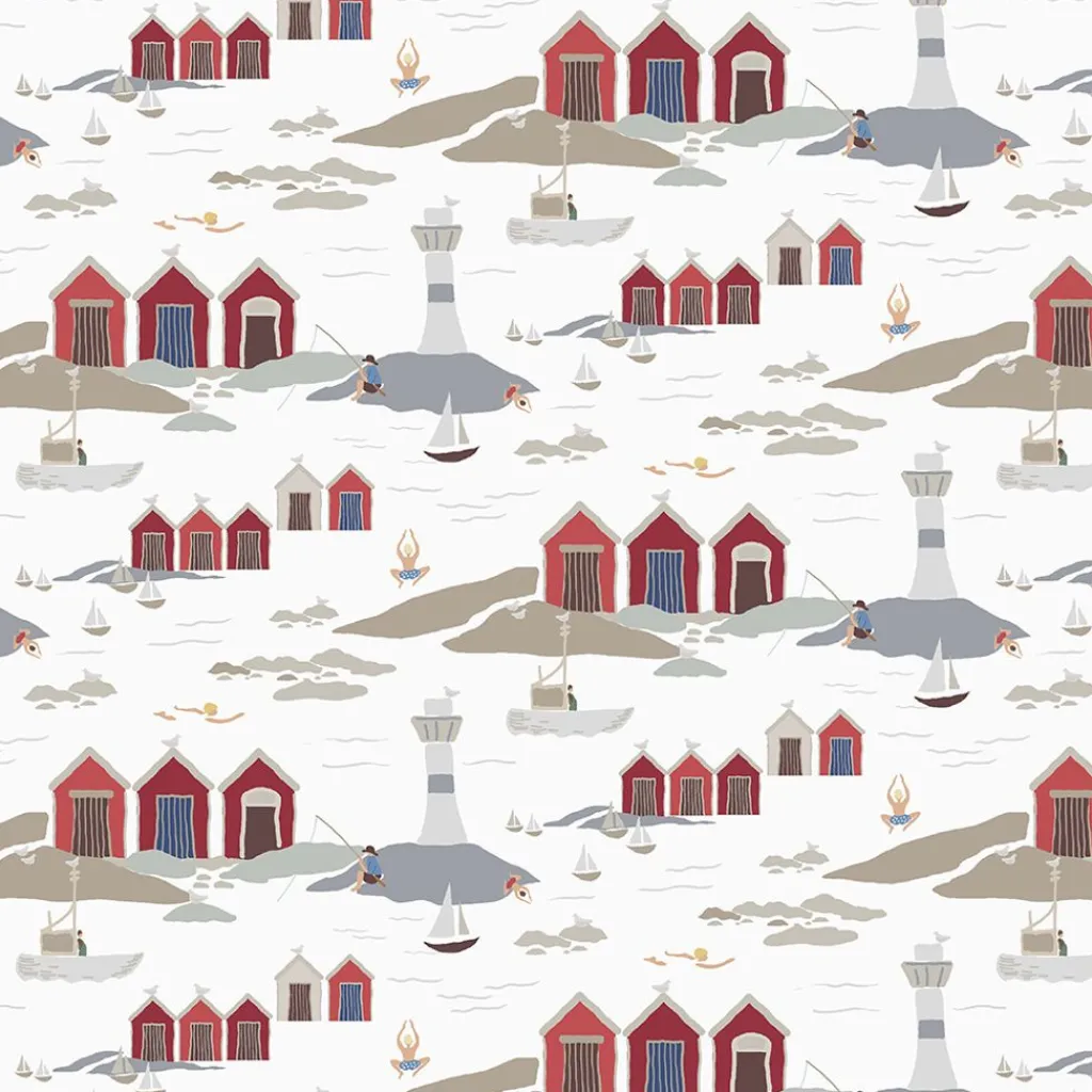 Gardintyger Mönstrade|Arvidssons Textil<Arvidssons textil Kust offwhite tyg