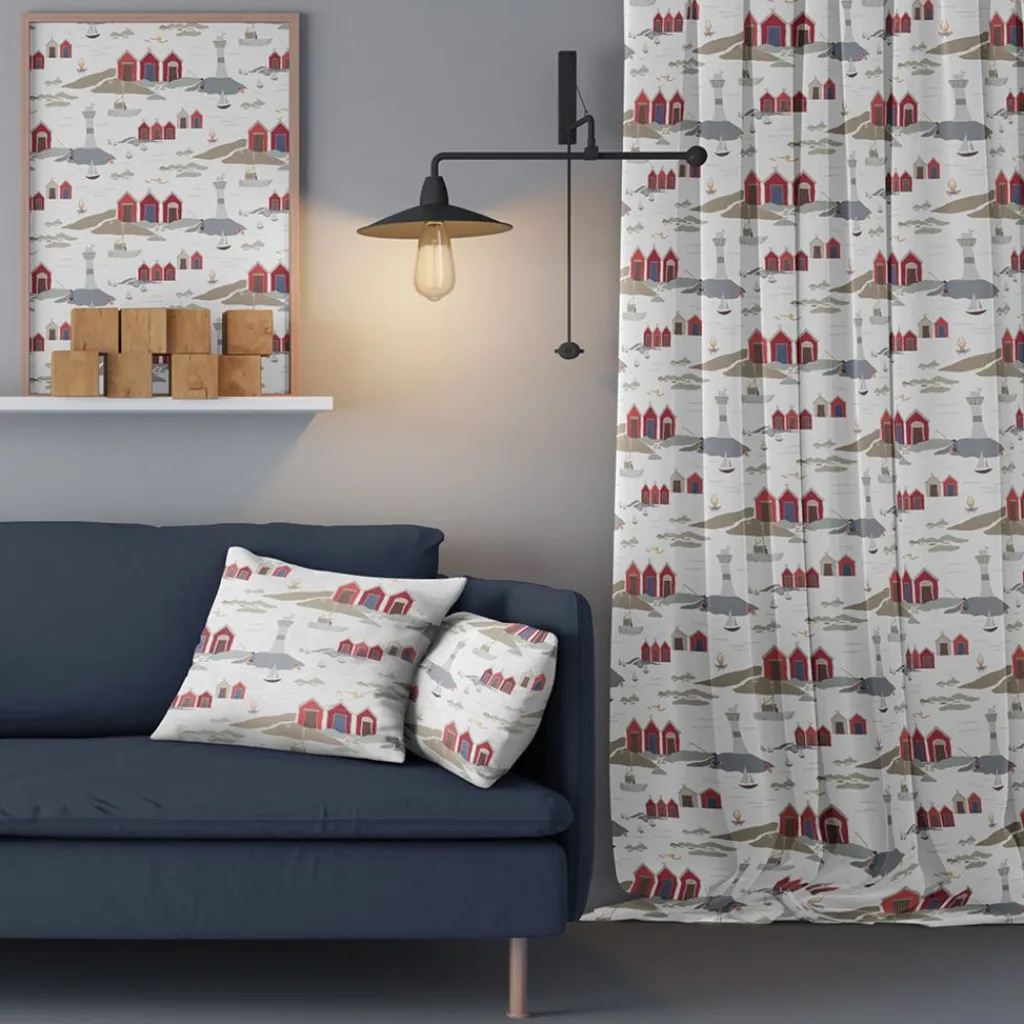 Gardintyger Mönstrade|Arvidssons Textil<Arvidssons textil Kust offwhite tyg