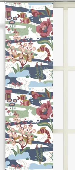 Panelgardiner<Arvidssons textil Landet bubblar blå-rosa panelgardiner