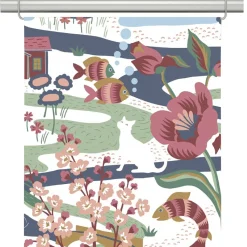 Panelgardiner<Arvidssons textil Landet bubblar blå-rosa panelgardiner