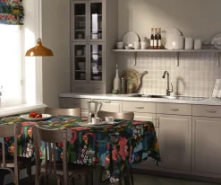 Bordsduk<Arvidssons textil Landet Bubblar svart-multi bordsduk