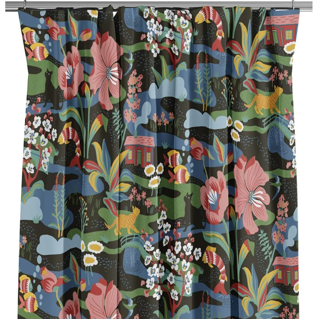 Gardiner Mönstrade<Arvidssons textil Landet Bubblar svart-multi gardiner