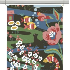 Panelgardiner<Arvidssons textil Landet bubblar svart-multi panelgardin – Färgsprakande saga i textil