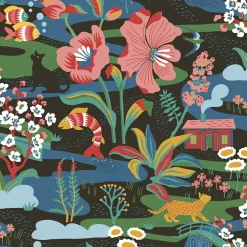 Gardintyger Mönstrade|Arvidssons Textil<Arvidssons textil Landet Bubblar svart-multi tyg