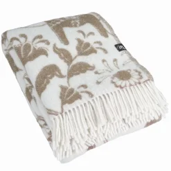 Ullplädar<Arvidssons textil Leksand beige ullpläd 130x170 cm – dalahästar i 100% ull