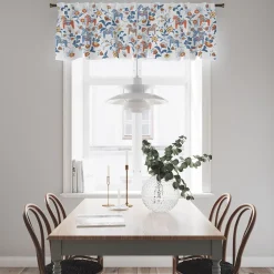 Gardinkappor Mönstrade<Arvidssons textil Leksand bård dalablå gardinkappa metervara med traditionellt dalahästtryck