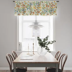 Gardinkappor Mönstrade<Arvidssons textil Leksand bård natur gardinkappa metervara med traditionellt dalahästtryck