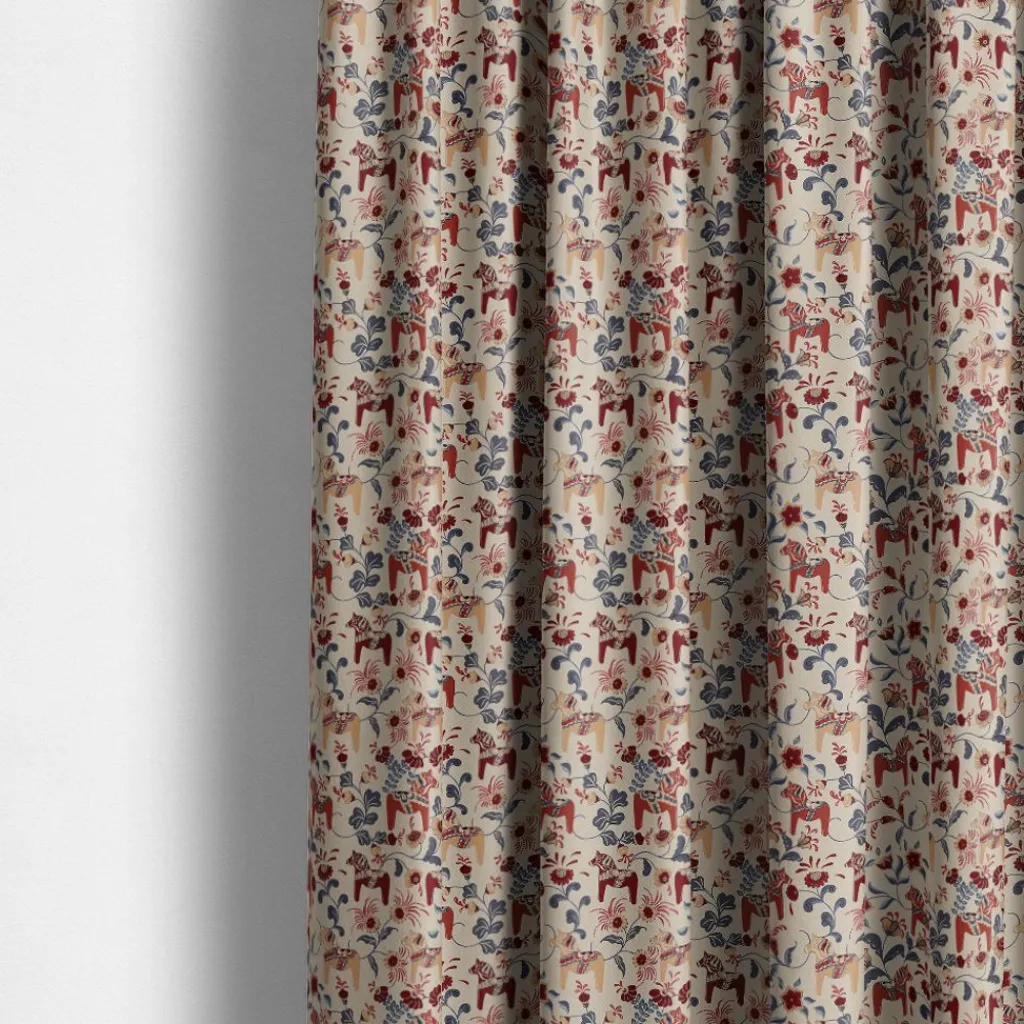 Gardintyger Mönstrade|Arvidssons Textil<Arvidssons textil Leksand Mini culla röd tyg med linnefärgad botten