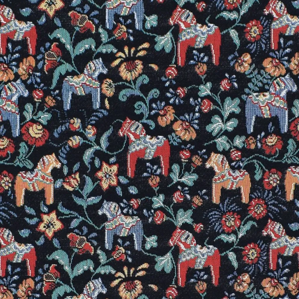 Blommiga Möbeltyger|Mönstrade Möbeltyger<Arvidssons textil Leksand mini svart jacquard