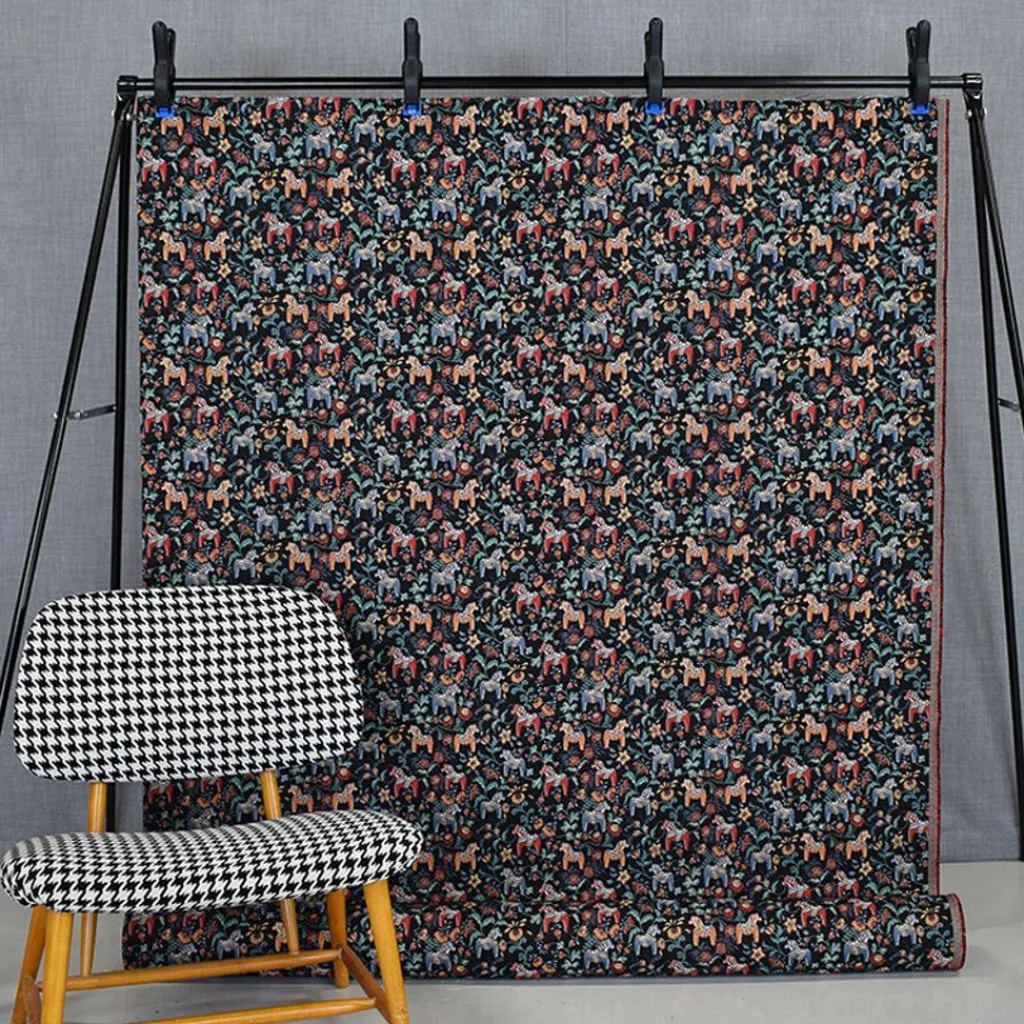 Blommiga Möbeltyger|Mönstrade Möbeltyger<Arvidssons textil Leksand mini svart jacquard