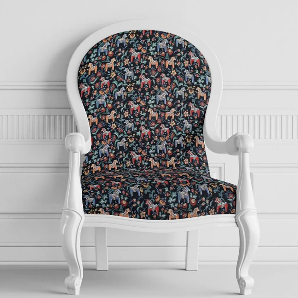 Blommiga Möbeltyger|Mönstrade Möbeltyger<Arvidssons textil Leksand mini svart jacquard