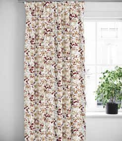 Gardiner Mönstrade<Arvidssons textil Leksand vinröd gardiner med traditionellt dalahästtryck
