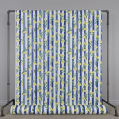 Gardintyger Mönstrade< Lemon stripe tyg - ränder och citroner