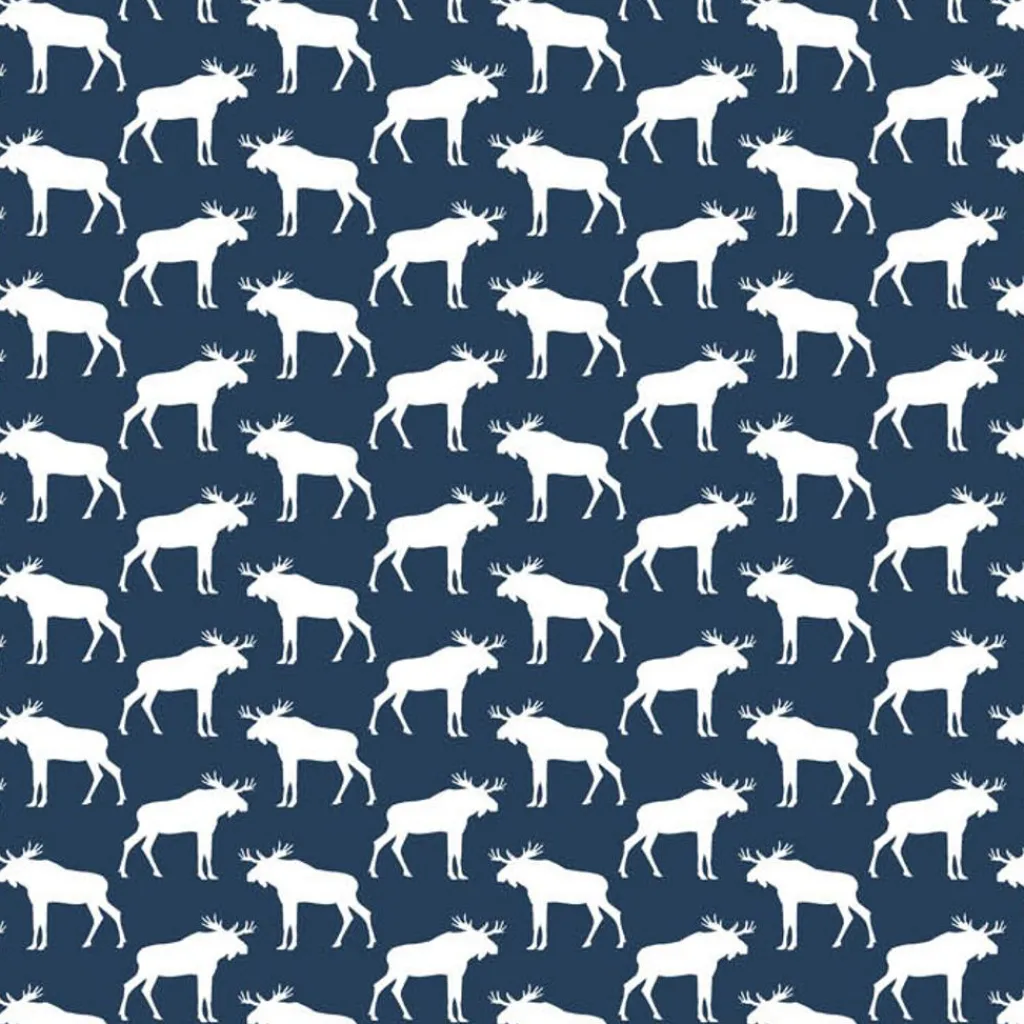 Gardintyger Mönstrade|Arvidssons Textil<Arvidssons textil Älg mörkblå tyg