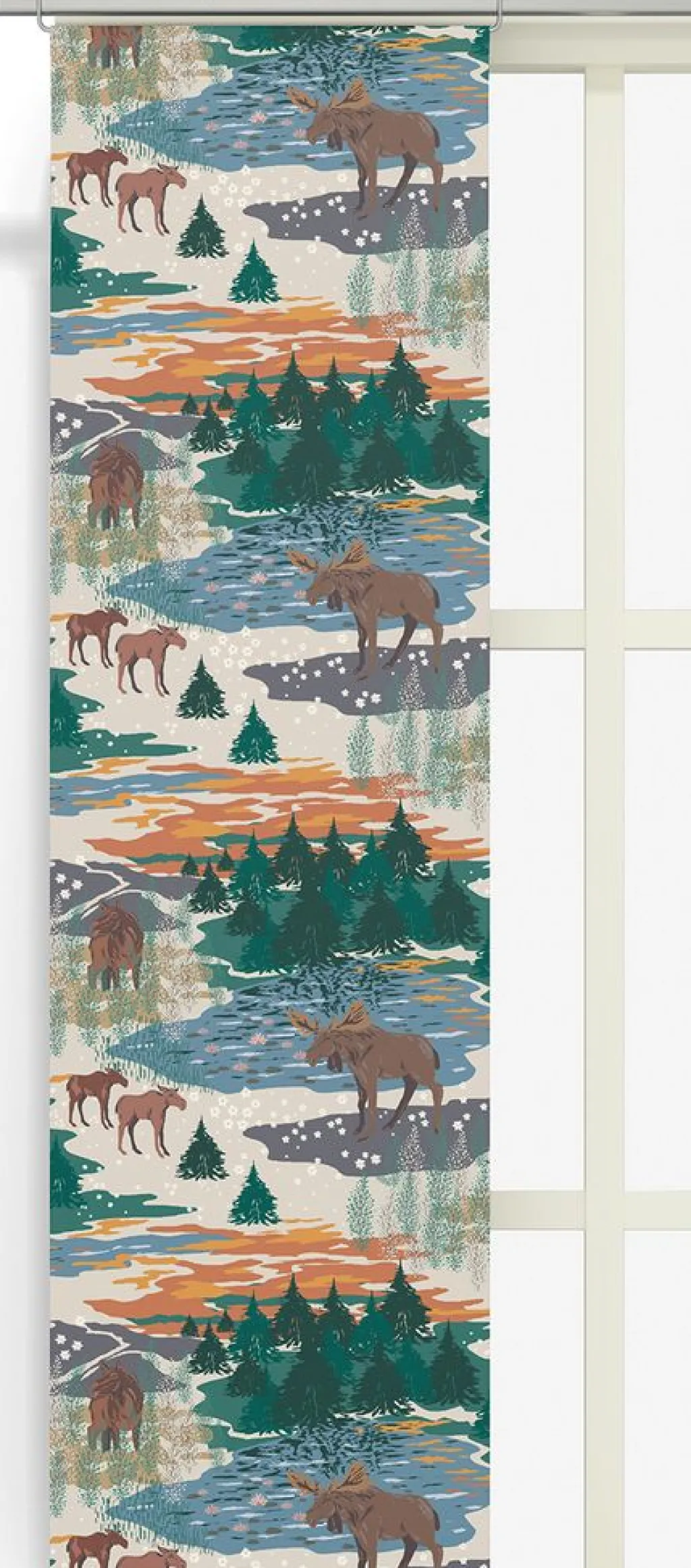 Panelgardiner<Arvidssons textil Älgrike beige/grön - panelgardiner