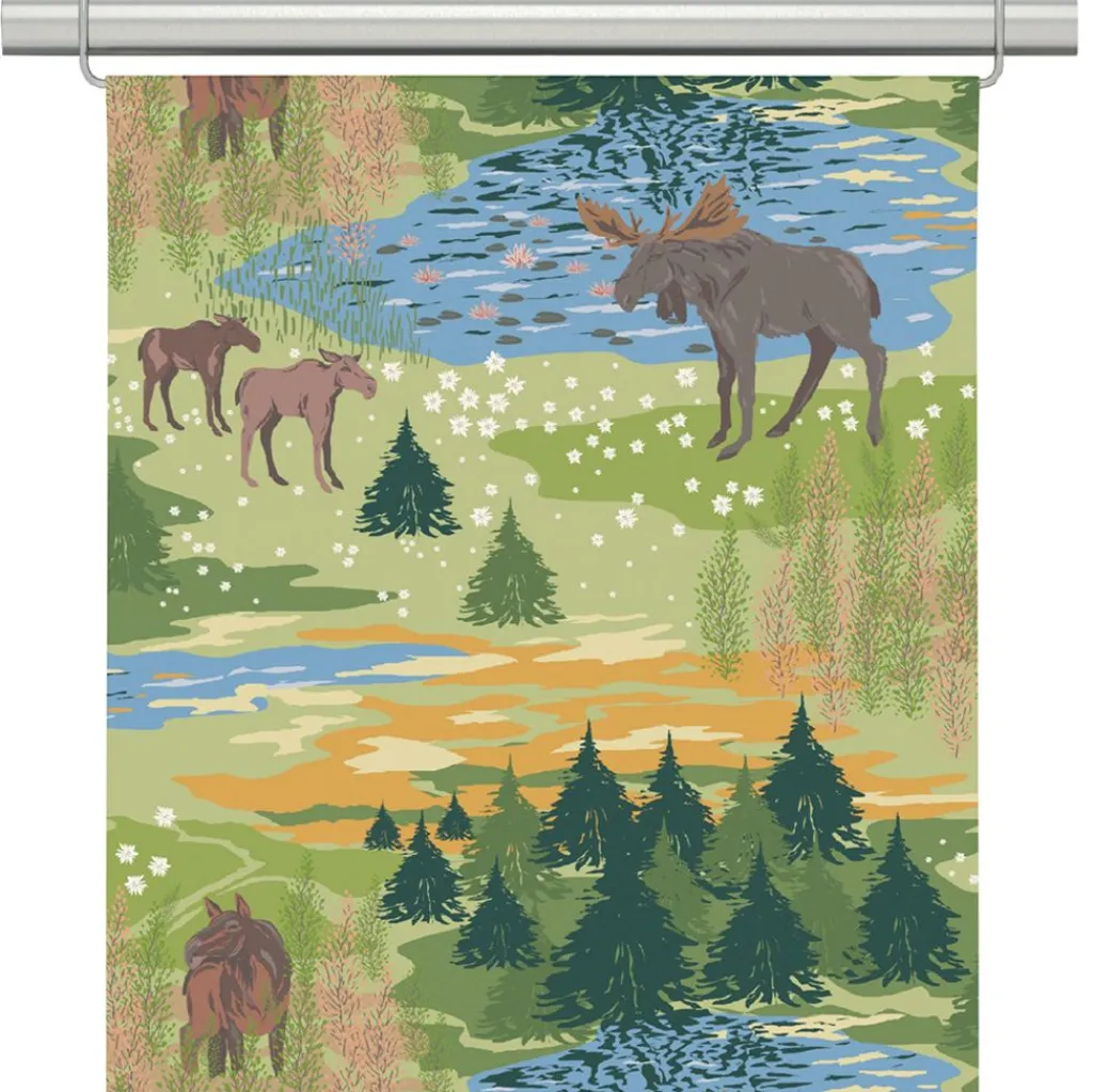 Panelgardiner<Arvidssons textil Älgrike grön panelgardiner