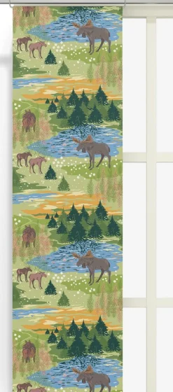 Panelgardiner<Arvidssons textil Älgrike grön panelgardiner