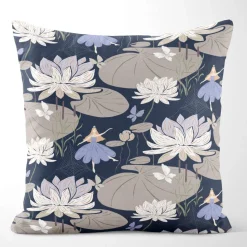 Mönstrade Kuddfodral<Arvidssons textil Lily blå-beige kuddfodral
