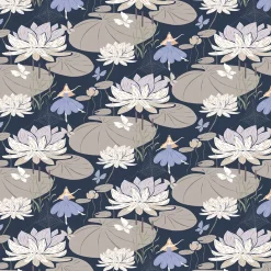 Gardintyger Mönstrade|Arvidssons Textil<Arvidssons textil Lily blå-beige tyg