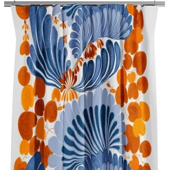 Gardiner Mönstrade<Arvidssons textil Lisette blå/orange gardiner - mönster i retrostil