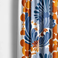 Gardiner Mönstrade<Arvidssons textil Lisette blå/orange gardiner - mönster i retrostil