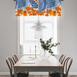 Gardinkappor Mönstrade<Arvidssons textil Lisette blå/orange gardinkappa metervara - kappa som lyfter fönstret