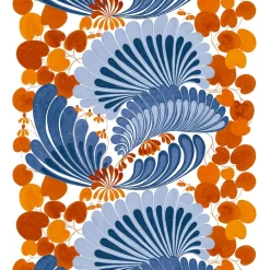 Arvidssons Textil<Arvidssons textil Lisette blå/orange tyg - stormönstrat i retrostil