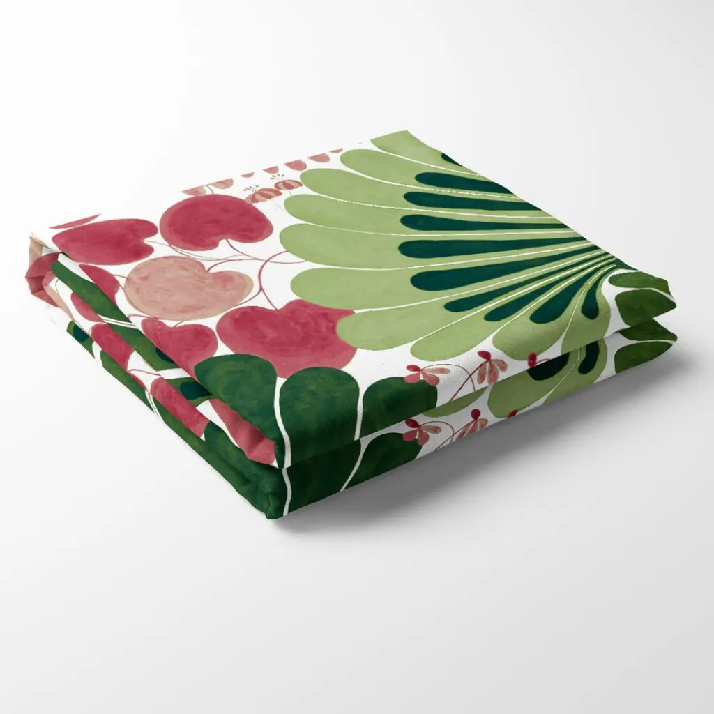 Bordsduk<Arvidssons textil Lisette grön/rosa bordsduk - en färgstark duk för vardag och fest