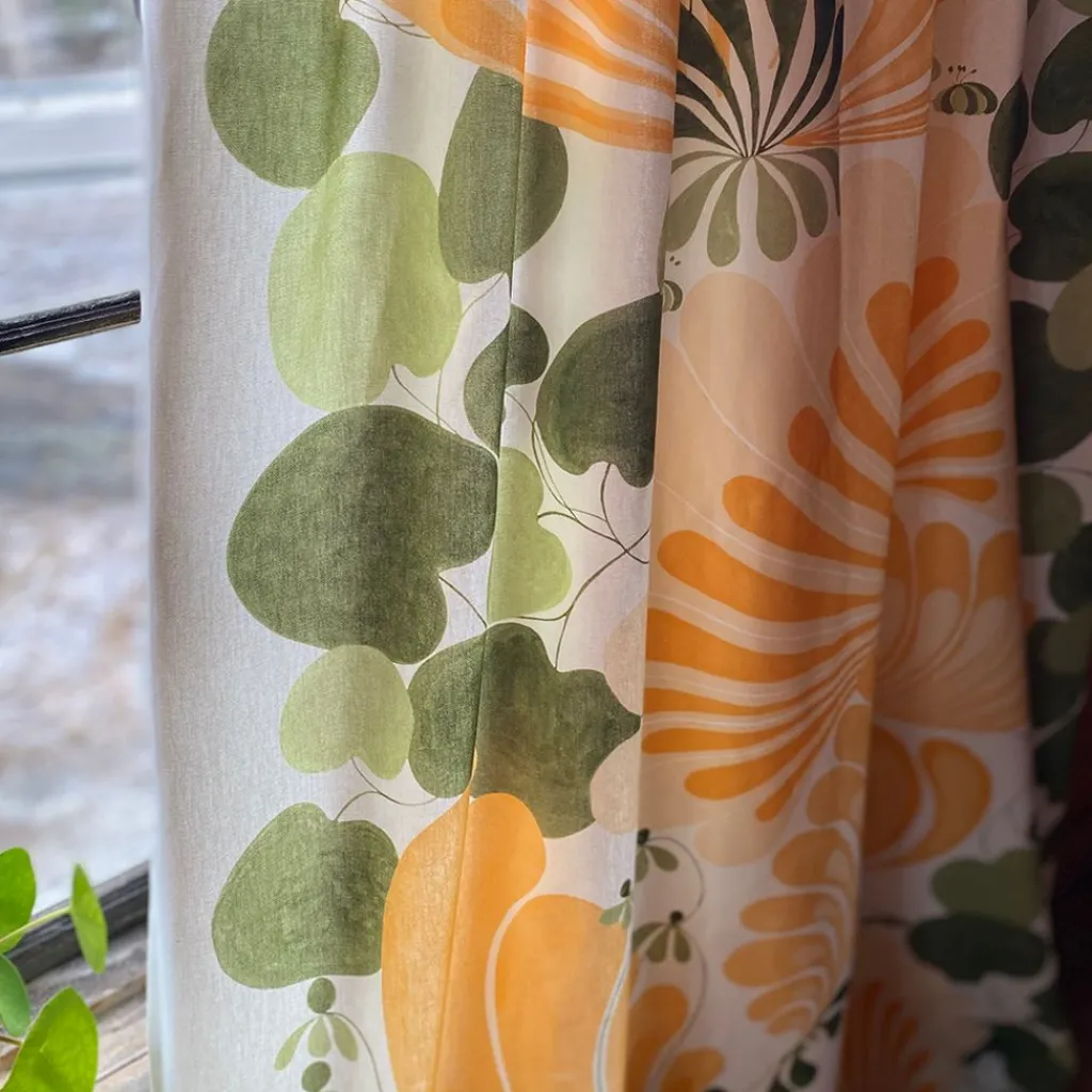Gardiner Mönstrade<Arvidssons textil Lisette gul gardiner - i retrostil