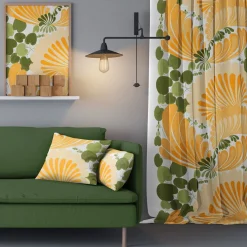 Gardiner Mönstrade<Arvidssons textil Lisette gul gardiner - i retrostil