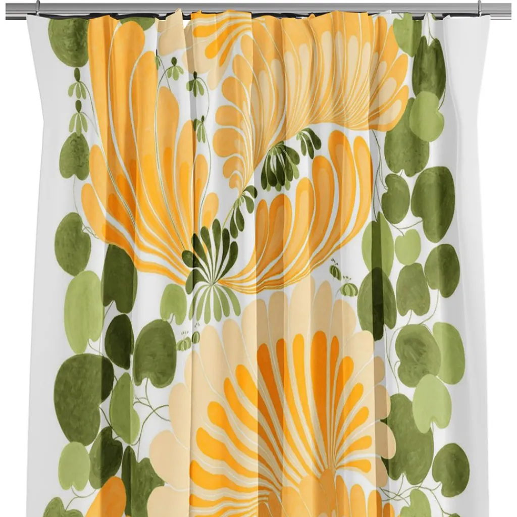 Gardiner Mönstrade<Arvidssons textil Lisette gul gardiner - i retrostil