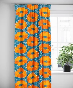 Gardiner Mönstrade<Arvidssons textil Love blå-orange gardiner