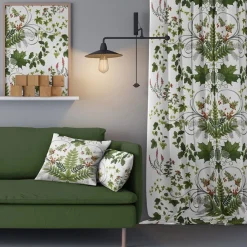 Gardiner Mönstrade|Julgardiner<Arvidssons textil Lövsång grön gardiner