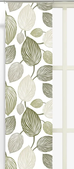 Panelgardiner<Arvidssons textil Lyckans blad olivgrön panelgardiner