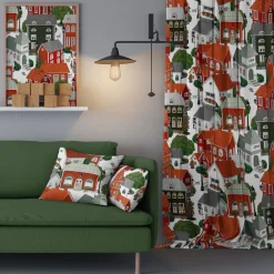 Gardintyger Mönstrade|Arvidssons Textil<Arvidssons textil Lyckeby blommar röd-grön tyg