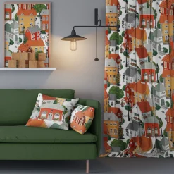 Gardintyger Mönstrade|Arvidssons Textil<Arvidssons textil Lyckeby blommar röd-gul tyg