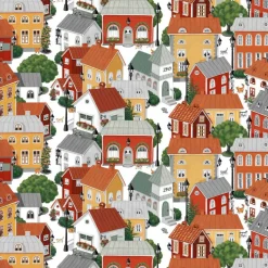 Gardintyger Mönstrade|Arvidssons Textil<Arvidssons textil Lyckeby blommar röd-gul tyg