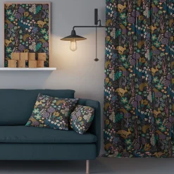 Gardiner Mönstrade<Arvidssons textil Lyckeflykt svart gardiner