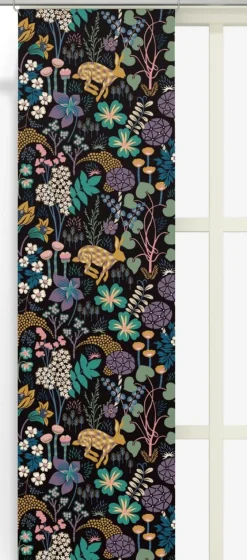 Panelgardiner<Arvidssons textil Lyckeflykt svart panelgardiner