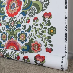 Gardintyger Mönstrade<Nordisk Textil Maxi kurbits rosa-grön tyg