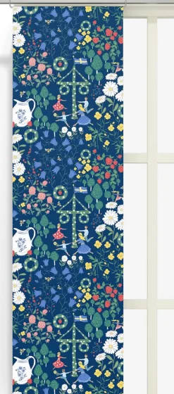 Panelgardiner<Arvidssons textil Midsommardans blå panelgardiner