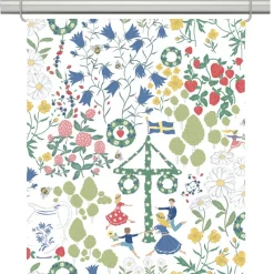 Panelgardiner<Arvidssons textil Midsommardans vit panelgardiner